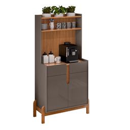 Aparador Buffet Balcão Cozinha Cantinho do Café para Sala de Estar e Jantar com 2 Portas e 2 Gavetas - 5