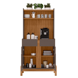 Aparador Buffet Balcão Cozinha Cantinho do Café para Sala de Estar e Jantar com 2 Portas e 2 Gavetas - 4