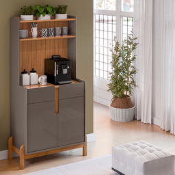 Aparador Buffet Balcão Cozinha Cantinho do Café para Sala de Estar e Jantar com 2 Portas e 2 Gavetas - 1