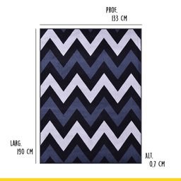Tapete Zig Zag Retangular para Sala 133 x 190 Cm Reinassance Veludo Preto - ClickLar - 5