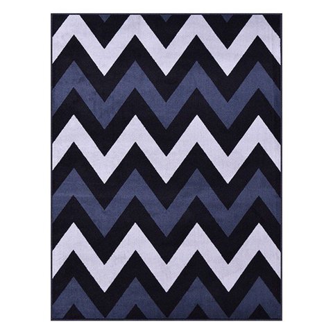 Tapete Zig Zag Retangular para Sala 133 X 190 Cm Reinassance Veludo Preto - Clicklar