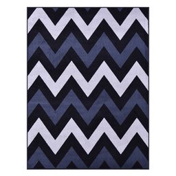 Tapete Zig Zag Retangular para Sala 133 x 190 Cm Reinassance Veludo Preto - ClickLar - 1