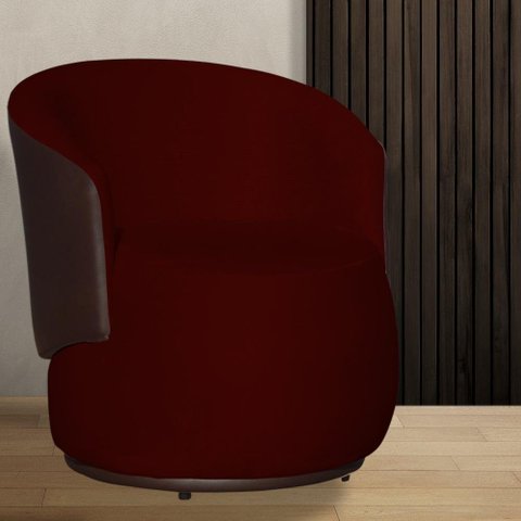 Poltrona Organica Beatriz Suede Bordo C/ Composê Corano Marrom - Lm Decor