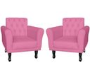 Ver imagem 1 de Kit 2 Poltronas Decorativa Classic Suede Rosa Pés Madeira Mz Decor