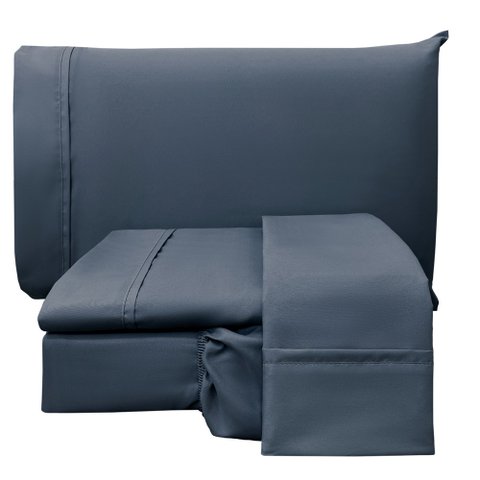 Jogo de Cama Lençol Queen Conforto Percal 300 Fios 4 Peças - Azul