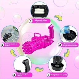 Máquina Elétrica Tiktok Lança Bolhas Rosa - 6