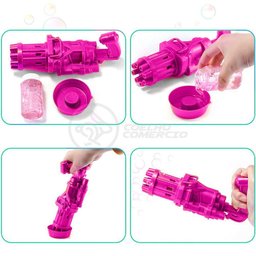 Máquina Elétrica Tiktok Lança Bolhas Rosa - 2