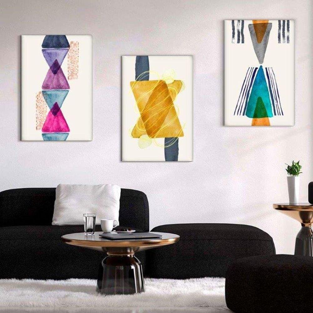 Kit com 3 Quadros Arte Abstrata em Lona Tamanho:60x90cm - 1