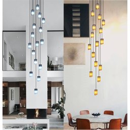 Lustre para Sala Cúpula Fumê 16 Lâmpadas Pé Direito Alto - 1