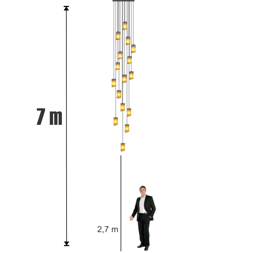 Lustre para Sala Cúpula Fumê 16 Lâmpadas Pé Direito Alto - 3