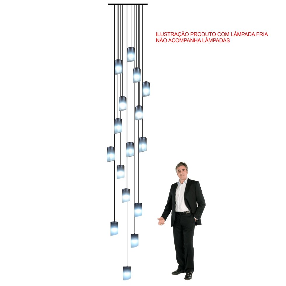 Lustre para Sala Cúpula Fumê 16 Lâmpadas Pé Direito Alto - 10