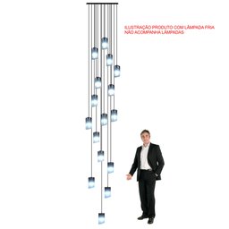Lustre para Sala Cúpula Fumê 16 Lâmpadas Pé Direito Alto - 10