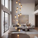 Ver imagem 1 de Lustre para Sala Cúpula Fumê 16 Lâmpadas Pé Direito Alto