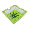 Cinzeiro de Vidro Folha Verde Quadrado Desenhado Presente - 1