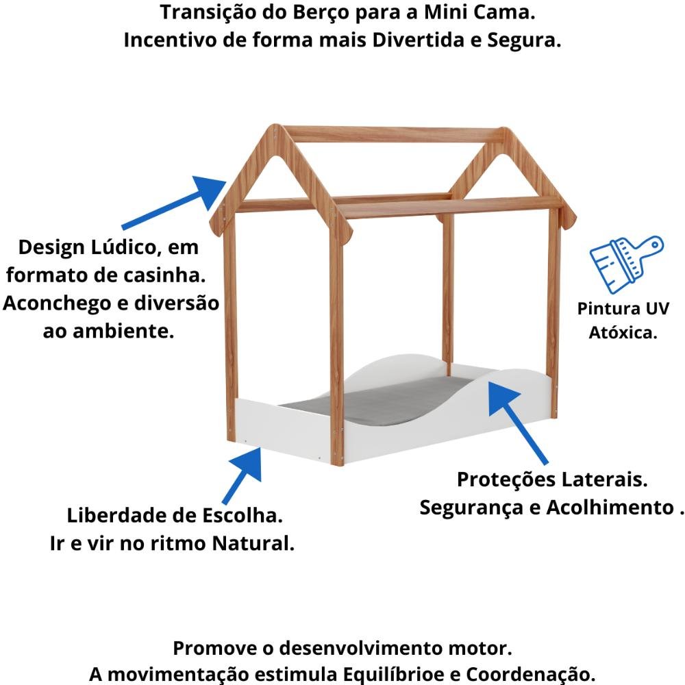 Quarto Infantil Completo Mini Cama Montessoriana Uli Guarda Roupas 3 Portas Cômoda Junior 100% Mdf - 3