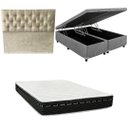 Ver imagem 1 de Cama Box Baú Bipartida Blindada + Colchão Eagle Molas Bonnel 22cm | Kit Completo com Cabeceira Boton