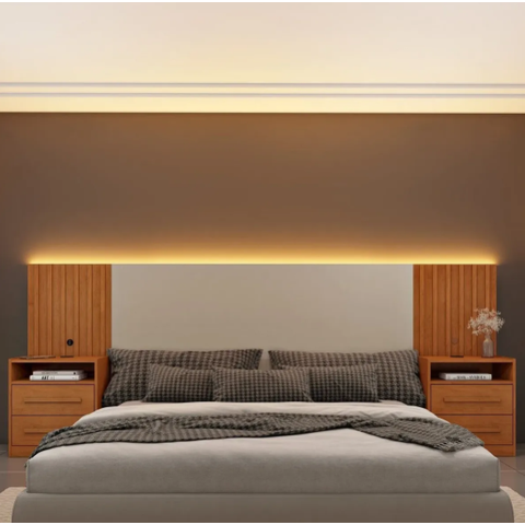 Cabeceira Barcelona Box Casal Ripada com LED e USB - Tcil