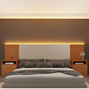 Ver imagem 1 de Cabeceira Barcelona Box Casal Ripada com LED e USB - Tcil