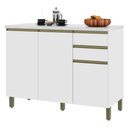 Ver imagem 1 de Balcão de Cozinha Dinamarca 120cm 3 Portas e 2 Gavetas Branco com Tampo Mdp - Indékes