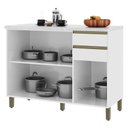 Ver imagem 2 de Balcão de Cozinha Dinamarca 120cm 3 Portas e 2 Gavetas Branco com Tampo Mdp - Indékes