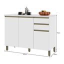 Ver imagem 3 de Balcão de Cozinha Dinamarca 120cm 3 Portas e 2 Gavetas Branco com Tampo Mdp - Indékes