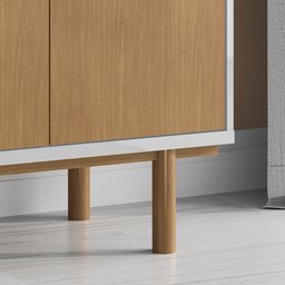 Aparador Buffet 3 Portas Bordas Arredondadas Pés Madeira 1,20cm Catar - Tauari/Off White - 5