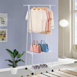 Arara Guarda-Roupas Sapatos Cabideiro Sapateira Organizaçao com Roda Multifunçoes Prateleiras - 2