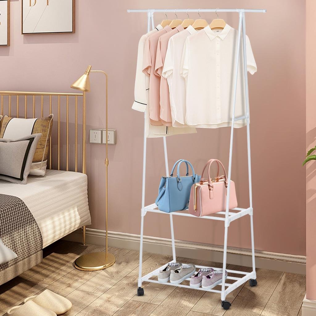 Arara Guarda-Roupas Sapatos Cabideiro Sapateira Organizaçao com Roda Multifunçoes Prateleiras - 8