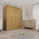 Ver imagem 1 de Conjunto Infantil/Juvenil Guarda-Roupa e Cômoda Lizz 4 Portas 16 Gavetas MDF Hannover