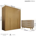 Ver imagem 3 de Conjunto Infantil/Juvenil Guarda-Roupa e Cômoda Lizz 4 Portas 16 Gavetas MDF Hannover