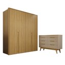 Ver imagem 2 de Conjunto Infantil/Juvenil Guarda-Roupa e Cômoda Lizz 4 Portas 16 Gavetas MDF Hannover