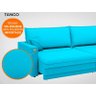 Sofá Tango 2,20M Sem Caixa, Retrátil e Reclinável Velosuede Turquesa - Netsofás - 7
