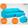 Sofá Tango 2,20M Sem Caixa, Retrátil e Reclinável Velosuede Turquesa - Netsofás - 6