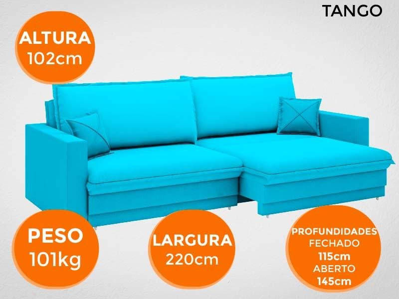 Sofá Tango 2,20M Sem Caixa, Retrátil e Reclinável Velosuede Turquesa - Netsofás - 7