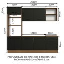 Ver imagem 4 de Armário de Cozinha Completa 250cm Rustic/Preto Agata Madesa 01