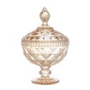 Ver imagem 2 de Potiche de Cristal com Pé Diamond Âmbar Metalizado 15cm X 23cm - Lyor