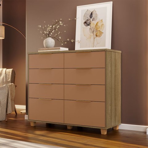 Cômoda Gaveteiro Organizador com 8 Gavetas Dubai Intense para Quarto Nature Camarim Vila Rica
