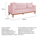Ver imagem 6 de Sofá Living 2 Lugares 200cm Viena Sala de Estar Recepção Suede Rosa Bebe - Incasa Decor