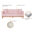 Ver imagem 5 de Sofá Living 2 Lugares 200cm Viena Sala de Estar Recepção Suede Rosa Bebe - Incasa Decor