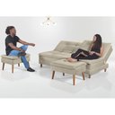 Ver imagem 3 de Sofá Cama Vegas com 2 Puffs e Pé de Madeira Talento Móveis