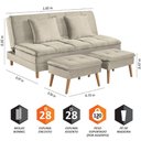 Ver imagem 2 de Sofá Cama Vegas com 2 Puffs e Pé de Madeira Talento Móveis