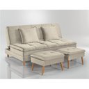 Ver imagem 1 de Sofá Cama Vegas com 2 Puffs e Pé de Madeira Talento Móveis