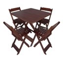 Ver imagem 1 de Jogo de Mesa Dobrável 70x70 Bar 4 Cadeiras Madeira Maciça - Imbuia