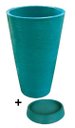 Ver imagem 3 de Kit Vaso Planta + Prato 75x50 Redondo Cônico Polietileno BGPLASTICOS AZUL TURQUESA 018
