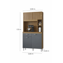 Ver imagem 3 de Kit Cozinha Duda 90cm Compacta 4 Portas 1 Gaveta Porta de Correr Damasco Ripado Cinza