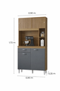 Ver imagem 3 de Kit Cozinha Duda 90cm Compacta 4 Portas 1 Gaveta Porta de Correr Damasco Ripado Cinza