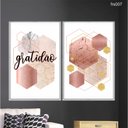 Ver imagem 2 de Kit 2 Quadros Decorativos 40x60cm Vidro Geometrico Abstrato Rose Dourado Gratidao Frs007