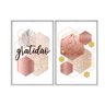 Kit 2 Quadros Decorativos 40x60cm Vidro Geometrico Abstrato Rose Dourado Gratidao Frs007 - 1