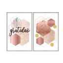 Ver imagem 1 de Kit 2 Quadros Decorativos 40x60cm Vidro Geometrico Abstrato Rose Dourado Gratidao Frs007