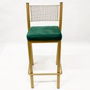 Ver imagem 5 de Conjunto 2 peças Banqueta Empilhável Alta para Bar cor Dourado Fosco assento veludo verde